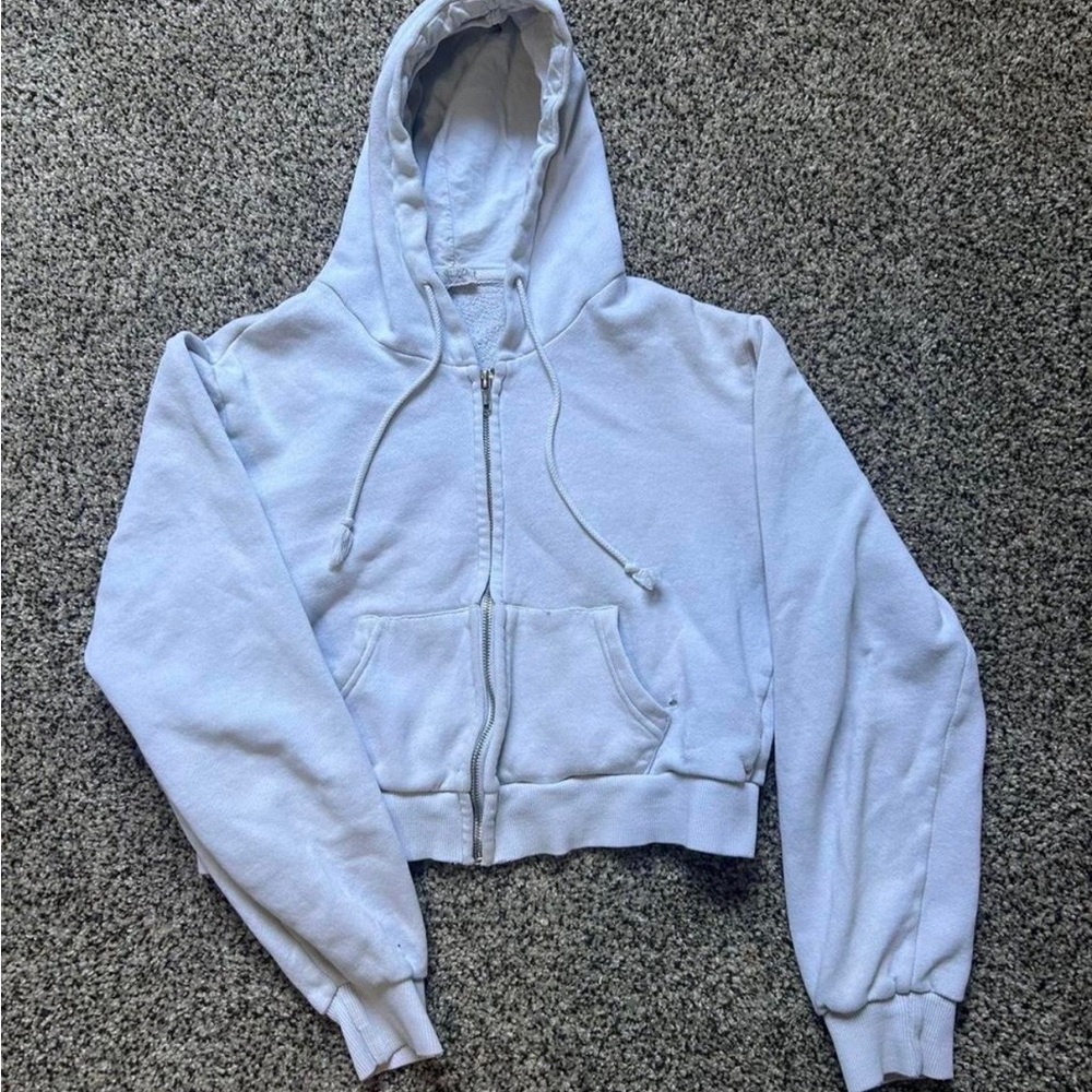 Women's White Zip Up Hoodie